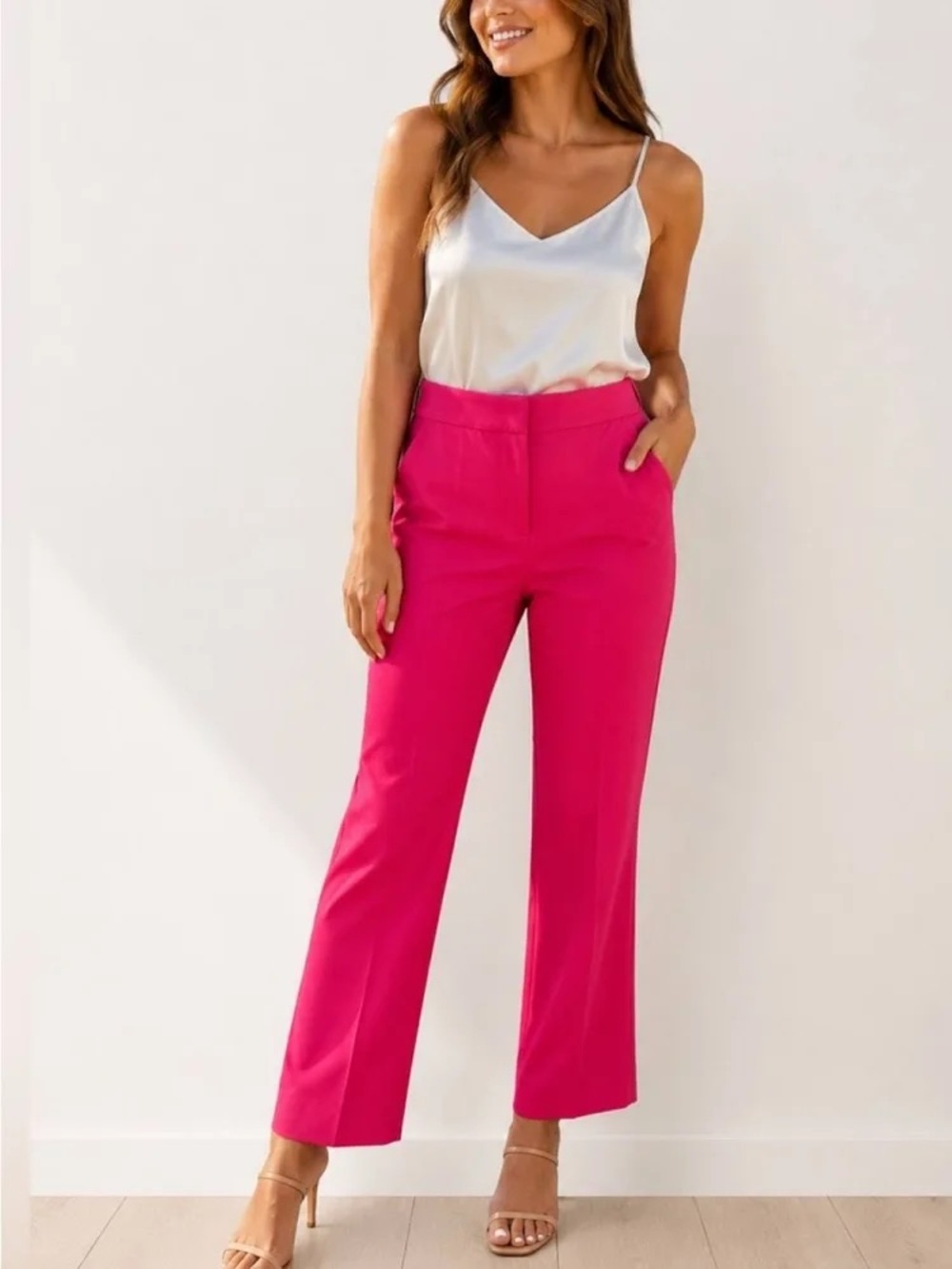 J. Crew Pink High-Rise Wide-Leg Pants